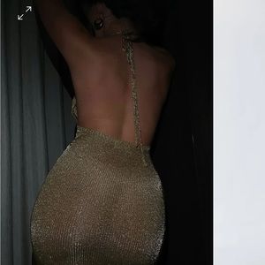 Meshki gold sparkly halter dress